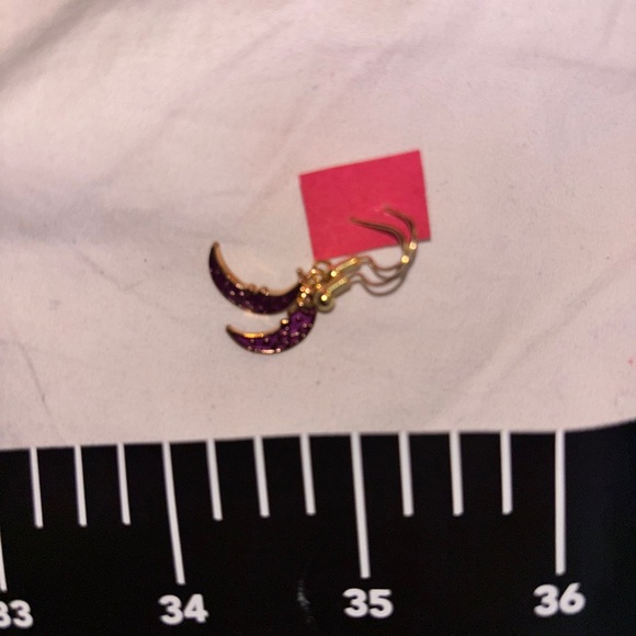 Neiman Marcus Gold and Purple Crescent Earrings - Picture 3 of 3